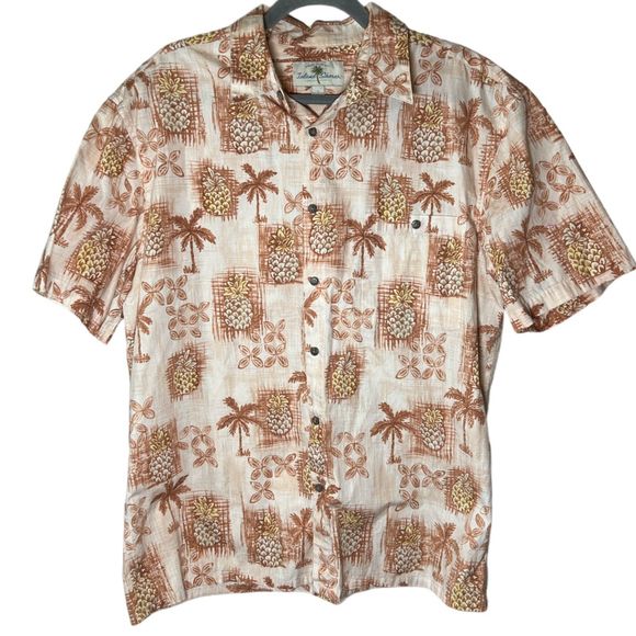 Men's Hawaiian Shirt Pineapples and Palm Trees Size L - Picture 1 of 2
